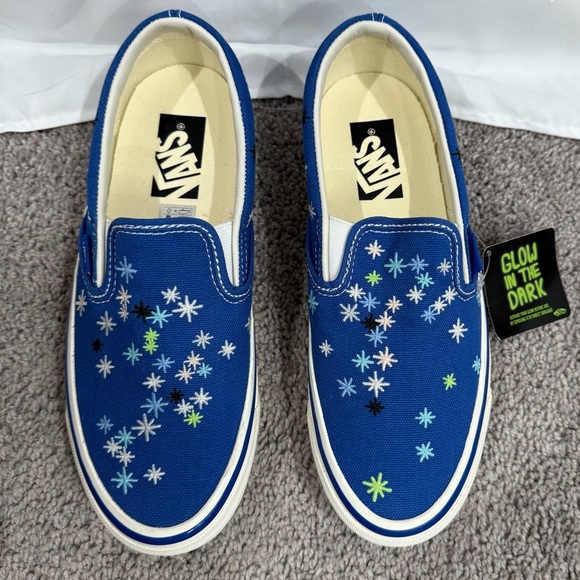 NEW Vans Blue KiraKira Slip On Glow in Dark, AOI Better Gift Shop Collab M6 W7.5 - Picture 5 of 12